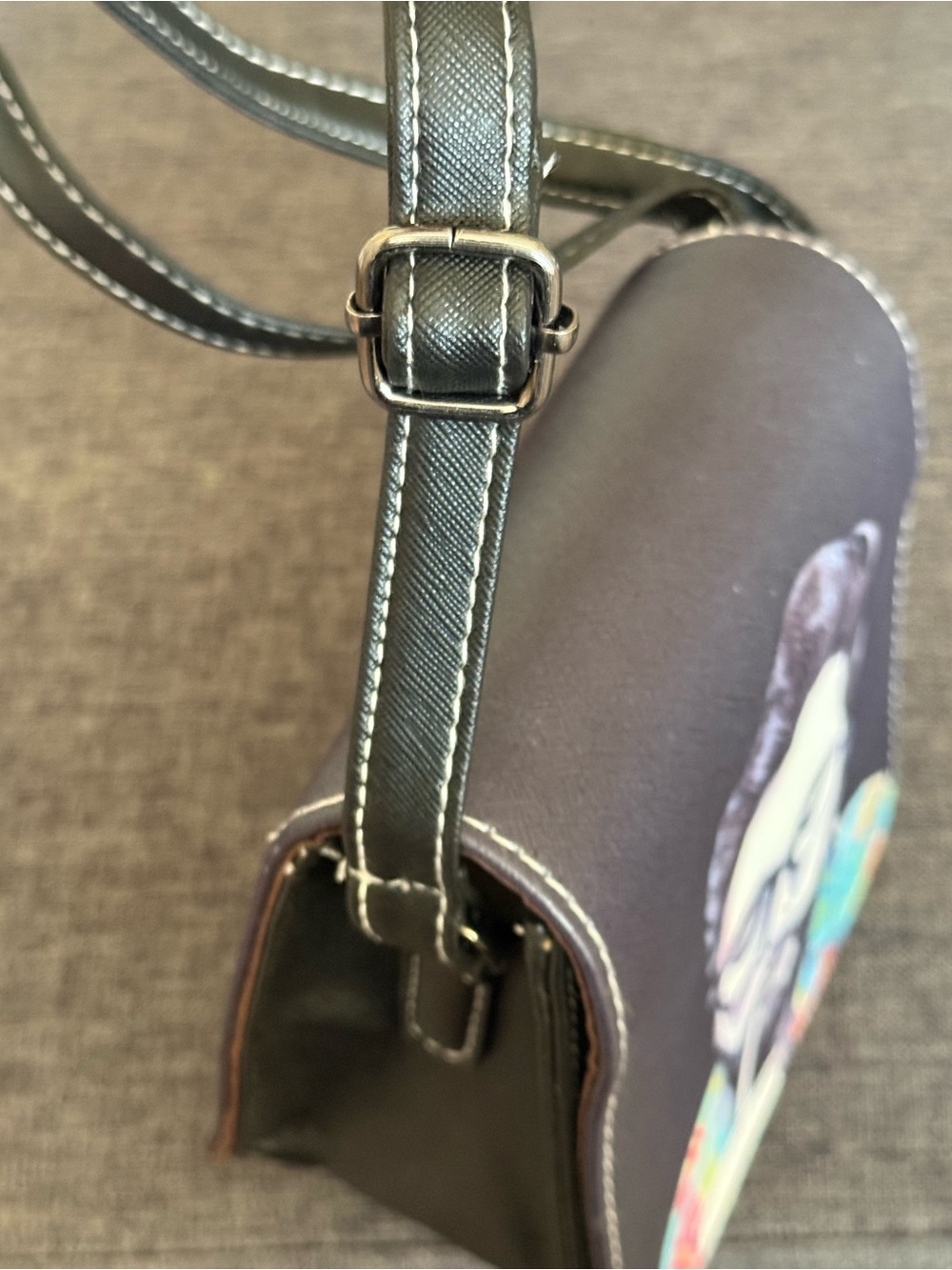New Without Tag Black Crossbody Bag with Graphic Portrait Print - Picture 4 of 10